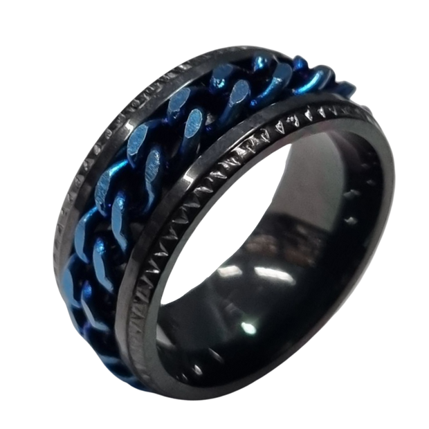 Chain Fidget Ring - Black/Blue