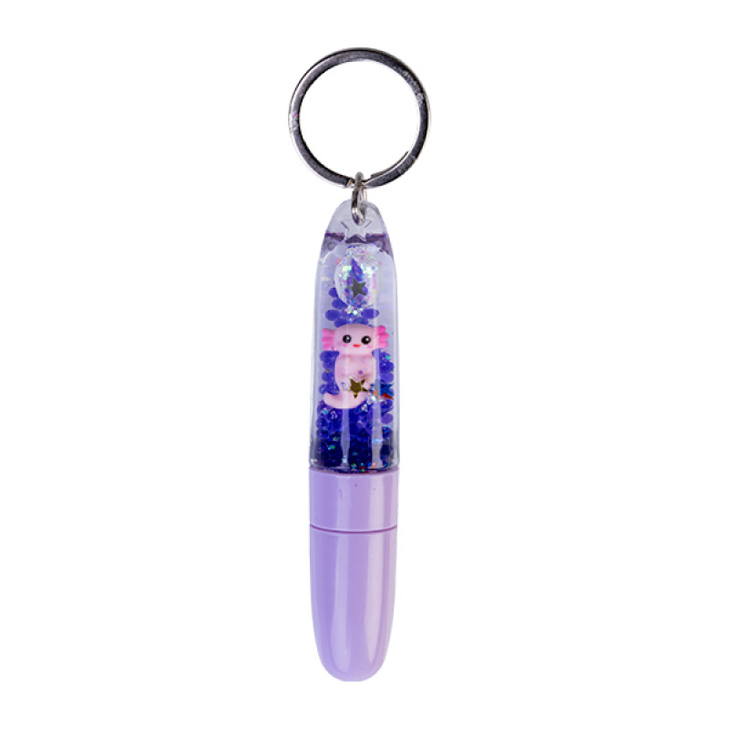 Axolotl Glitter Pen Keychain